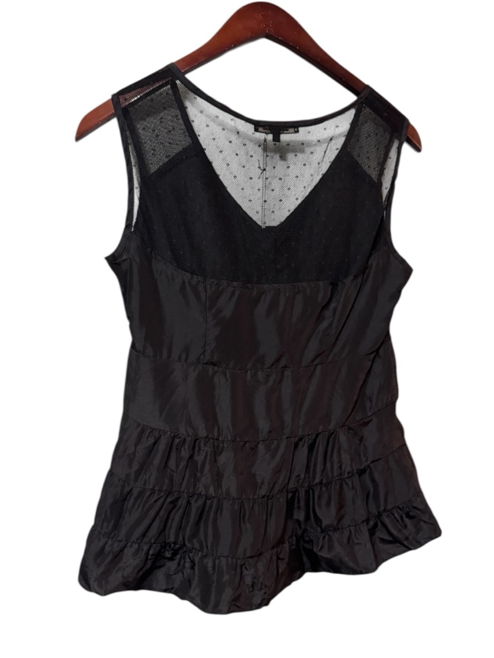 NWT Nanette Lepore Thunderbolt Top Black Mesh Ruffle Blouse Size 8 - Picture 2 of 6